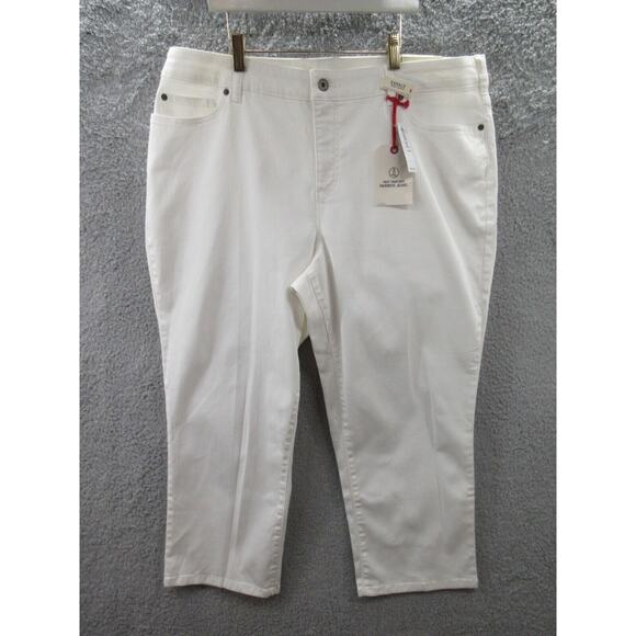 NWT Lands End Mid Rise Cropped White Jeans Womens 20W - Picture 1 of 13